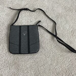 GUESS Monogram Black and Gray Messenger Bag